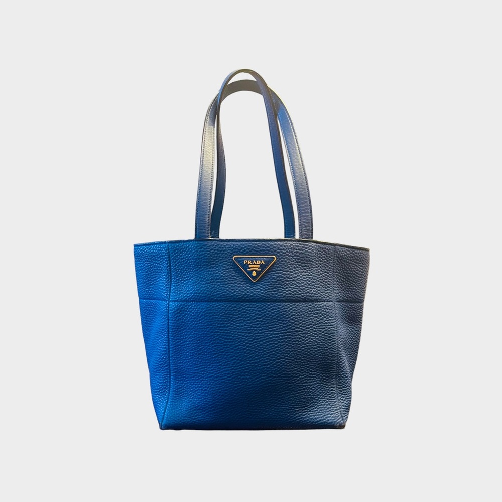Prada Vitello Daino Open Tote Mini in Blue